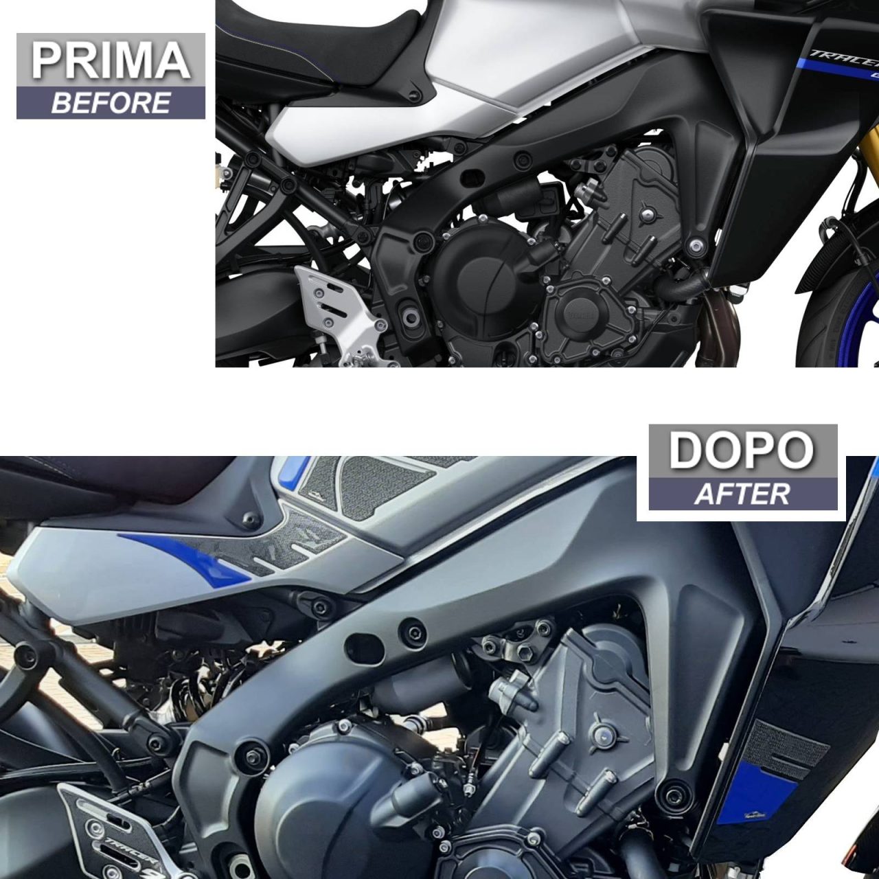 Autocollant Moto 3D compatibles avec Yamaha Tracer 9 2021 Latérales Bleu – Image 3