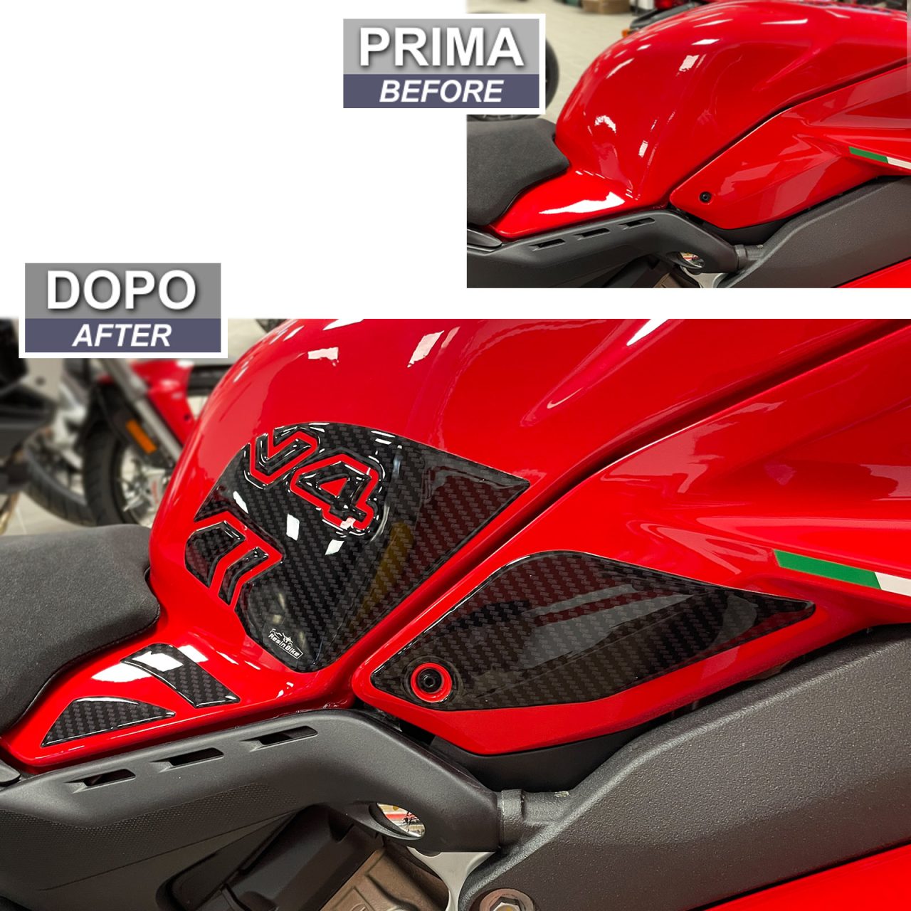 Adesivi 3D compatibili con Ducati Panigale V4-V4s 2022-2023 Laterali Serbatoio - immagine 3