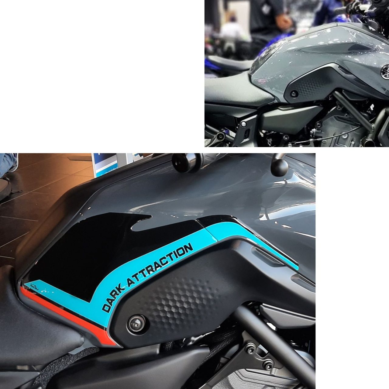 Adesivi 3D compatibili con Yamaha MT-07 2022-2023 Cyan Storm Laterali Serbatoio - immagine 3