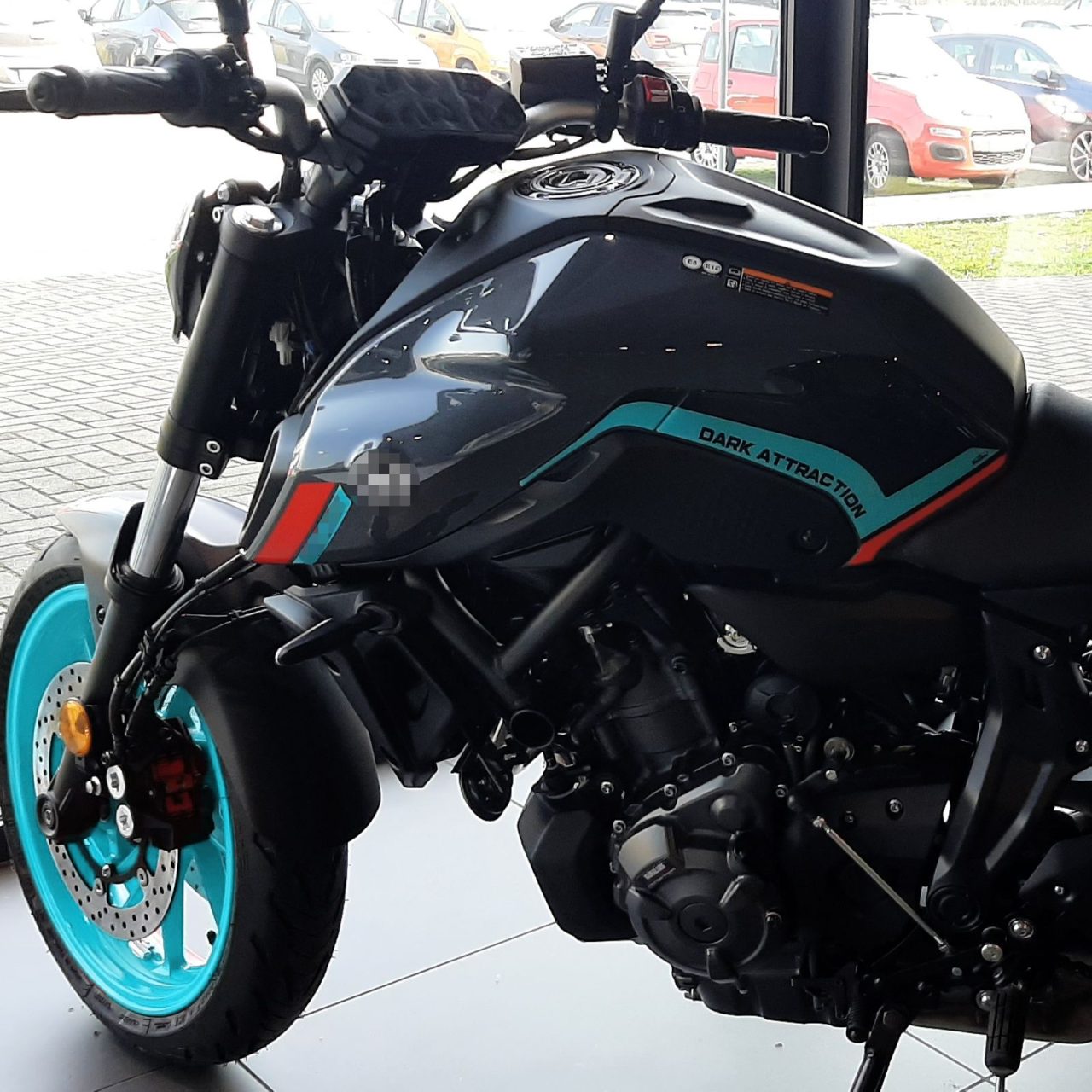 Adesivi 3D compatibili con Yamaha MT-07 2022-2023 Cyan Storm Laterali Serbatoio - immagine 5