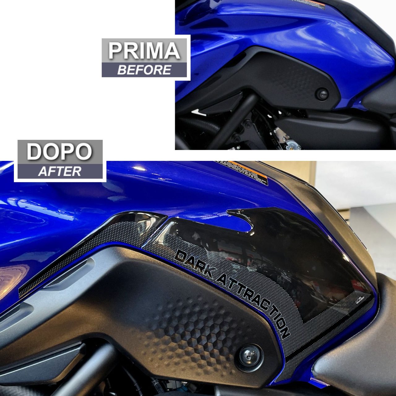 Adesivi 3D compatibili con Yamaha Mt-07 2021-2024 Protezioni Laterali Serbatoio - immagine 3