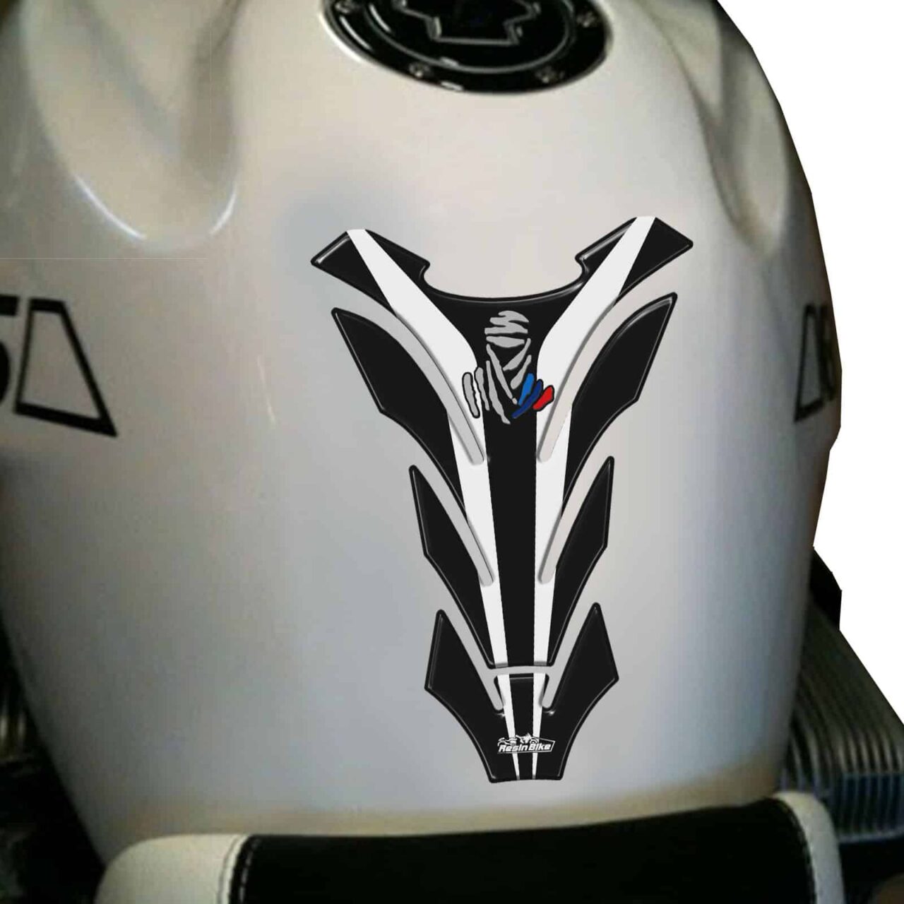 Pegatinas 3D Moto compatibles con Dakar Negro-Blanco Tanque Deposito - Imagen 2