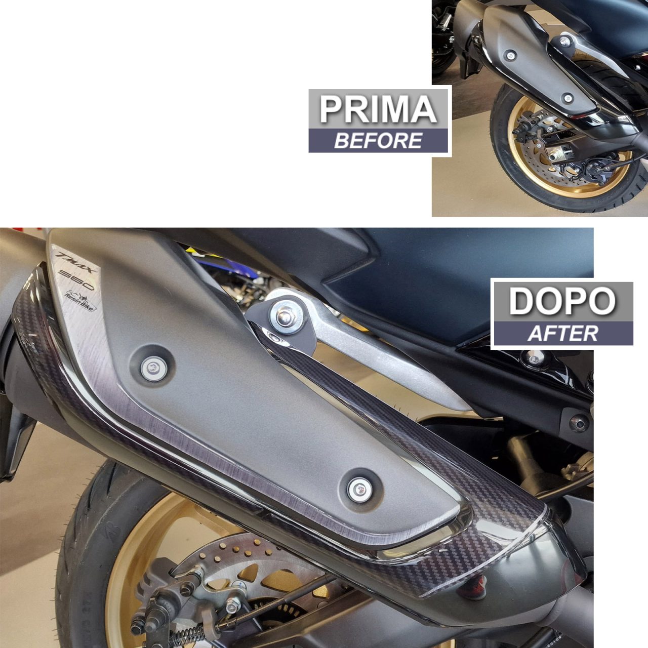 Adesivi 3D compatibili con Yamaha T-MAX 560 2022 Protezione Marmitta - immagine 3