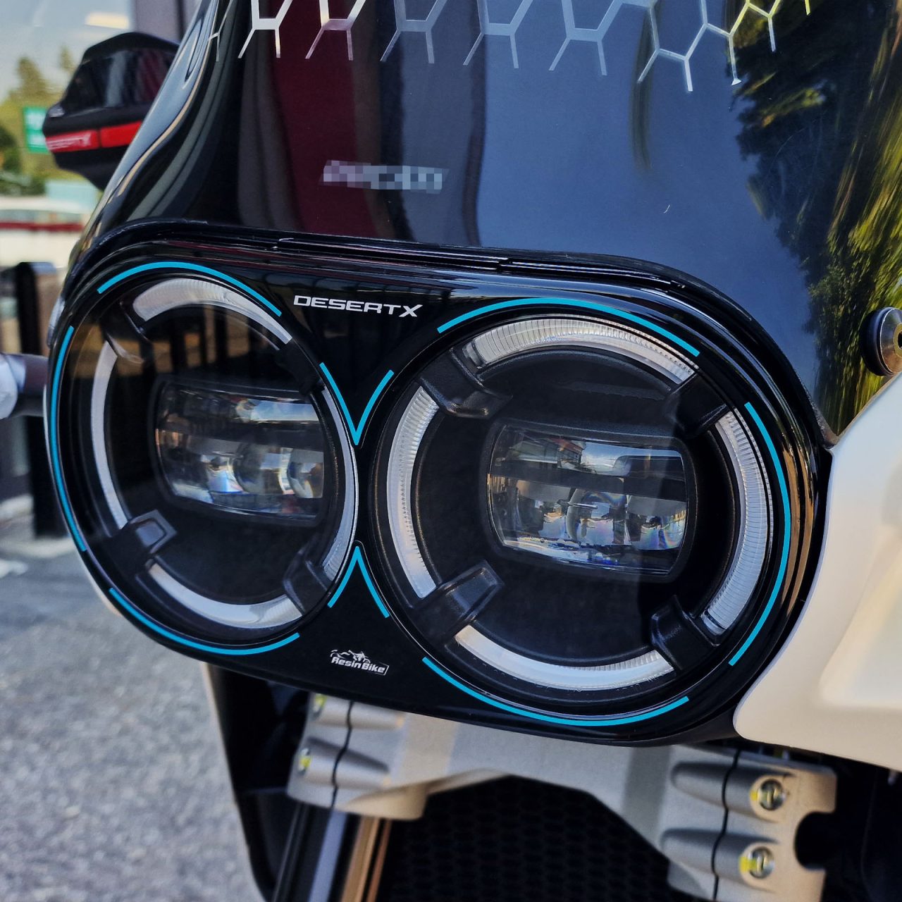 Aufkleber 3D Motorrad Kompatibel mit Ducati DesertX 2022 Frontscheinwerfer