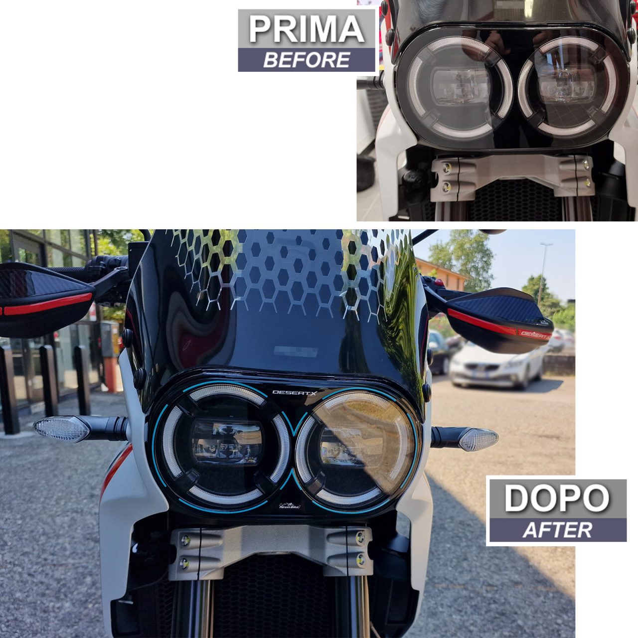 Adesivi 3D compatibili con Ducati DesertX 2022 Protezione Fanale - immagine 3