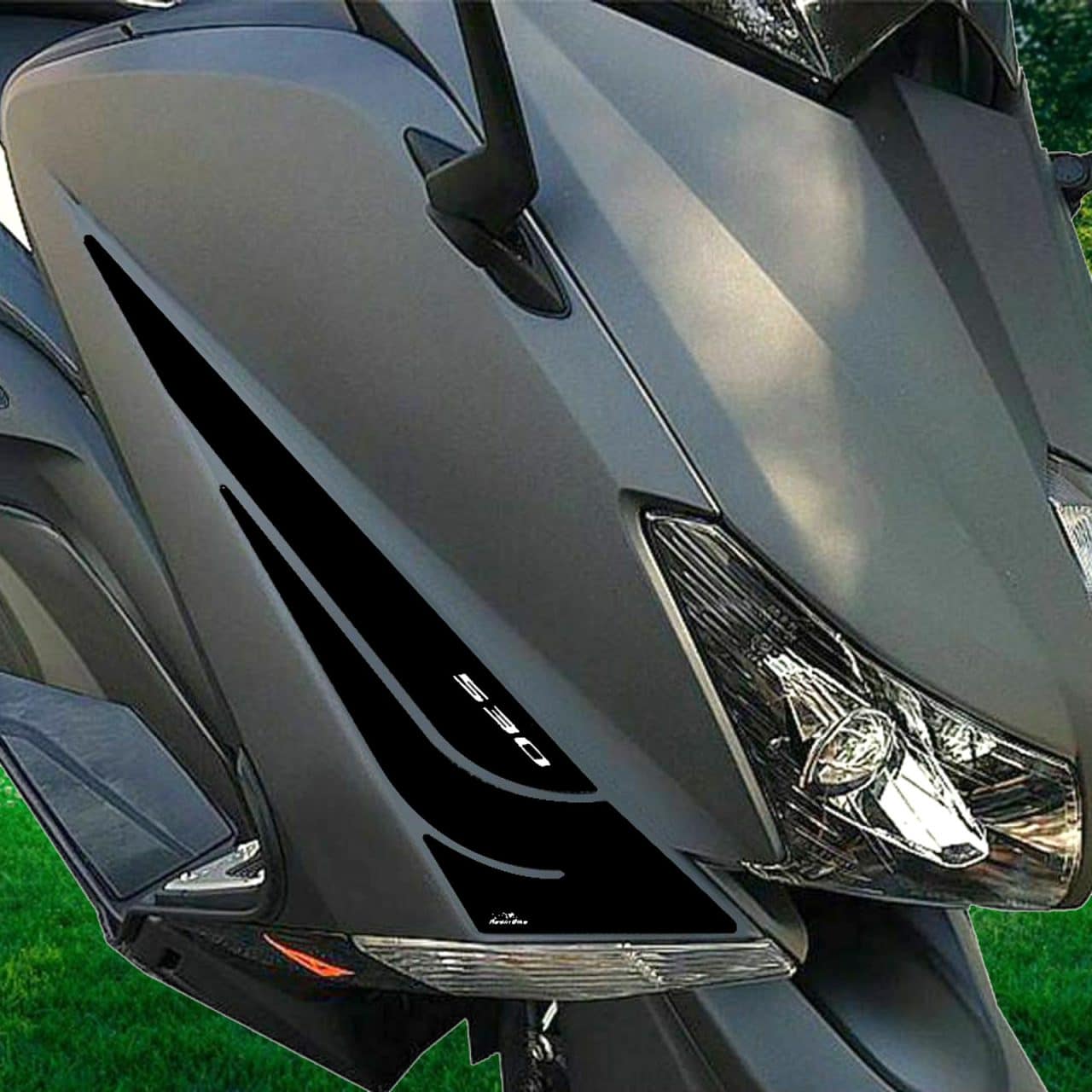 Aufkleber 3D Kompatibel mit Yamaha TMAX 530 2012-2016 Frontaler Schutz Schwarz