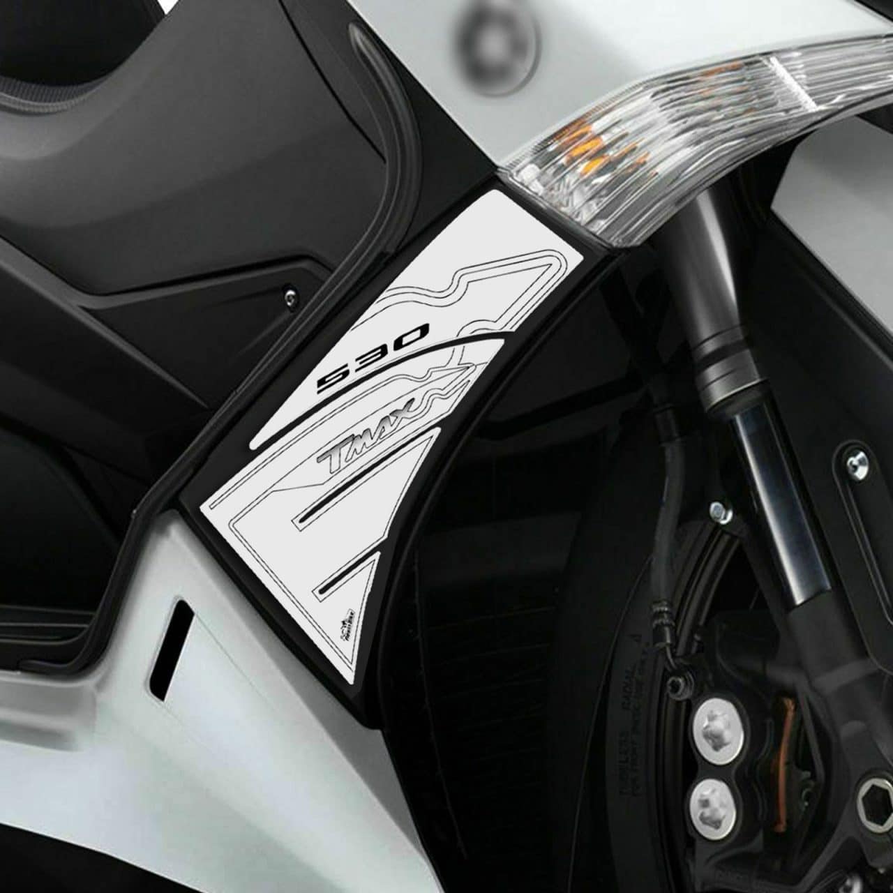 Adhesivos 3D compatibles con Yamaha TMAX 530 2012-2016 Tanque Laterales Blanco