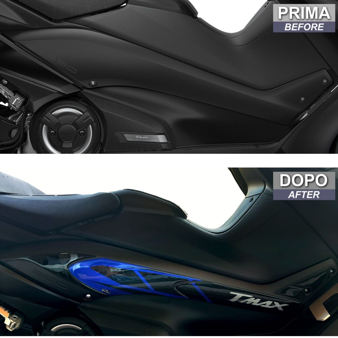 Adhesivos 3D Scooter compatibles con Yamaha T-MAX 560 2020 Tanque Laterales Azul - Imagen 3