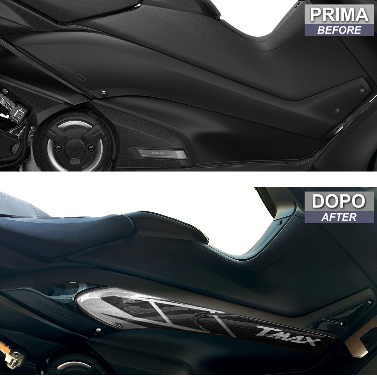 Adesivi 3D compatibili con Yamaha T-MAX 560 2020 Protezioni Laterali Argento - immagine 3