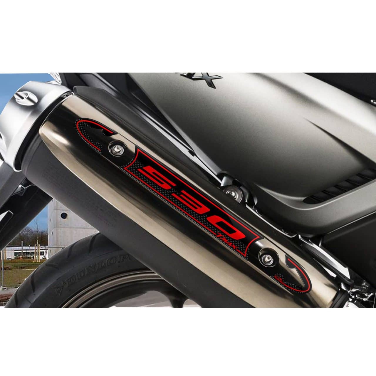 Autocollant 3D compatibles avec Yamaha TMAX 2008-2016 Échappement Rouge