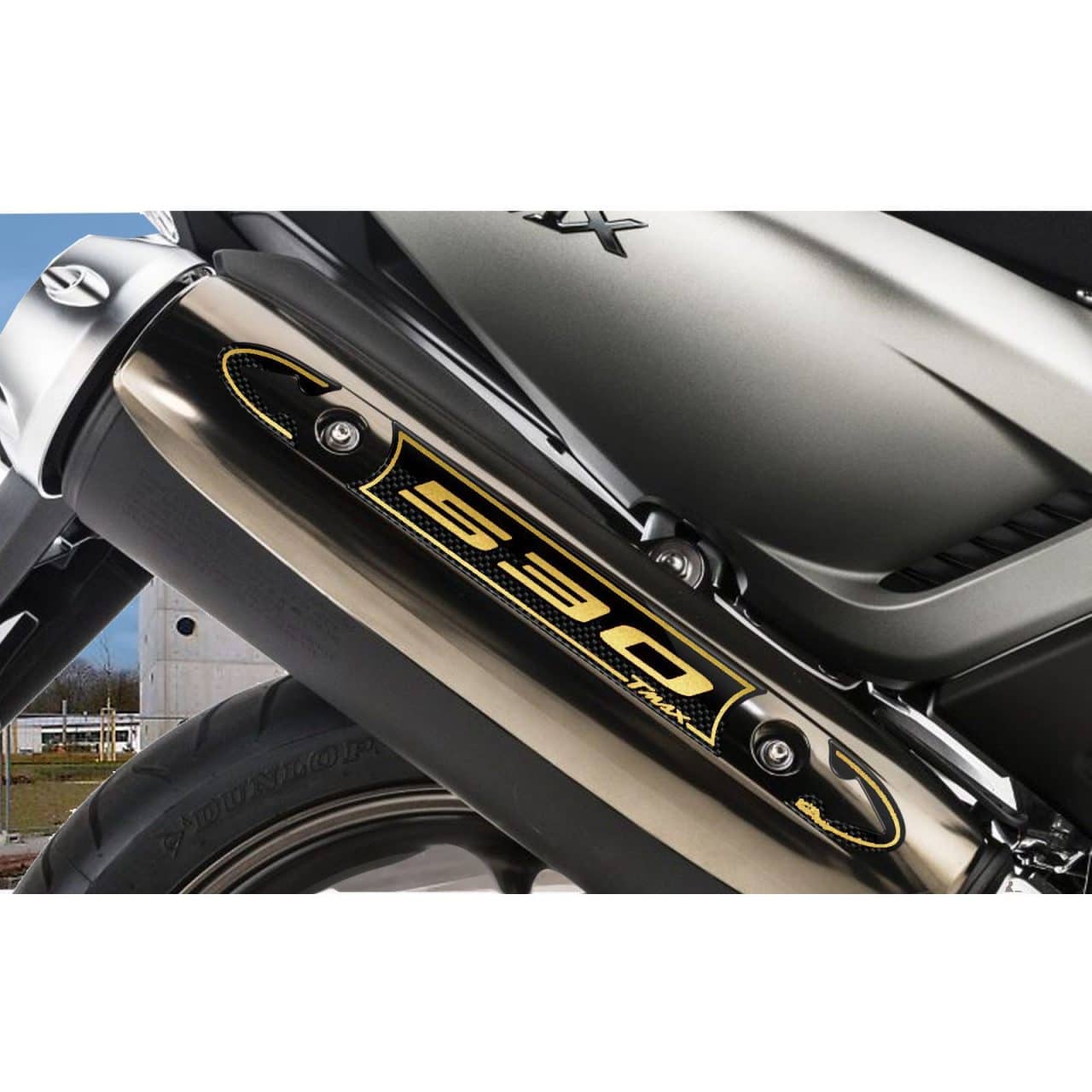 Stickers 3D compatible with Yamaha TMAX 500-530 2008-2016 Muffler Gold