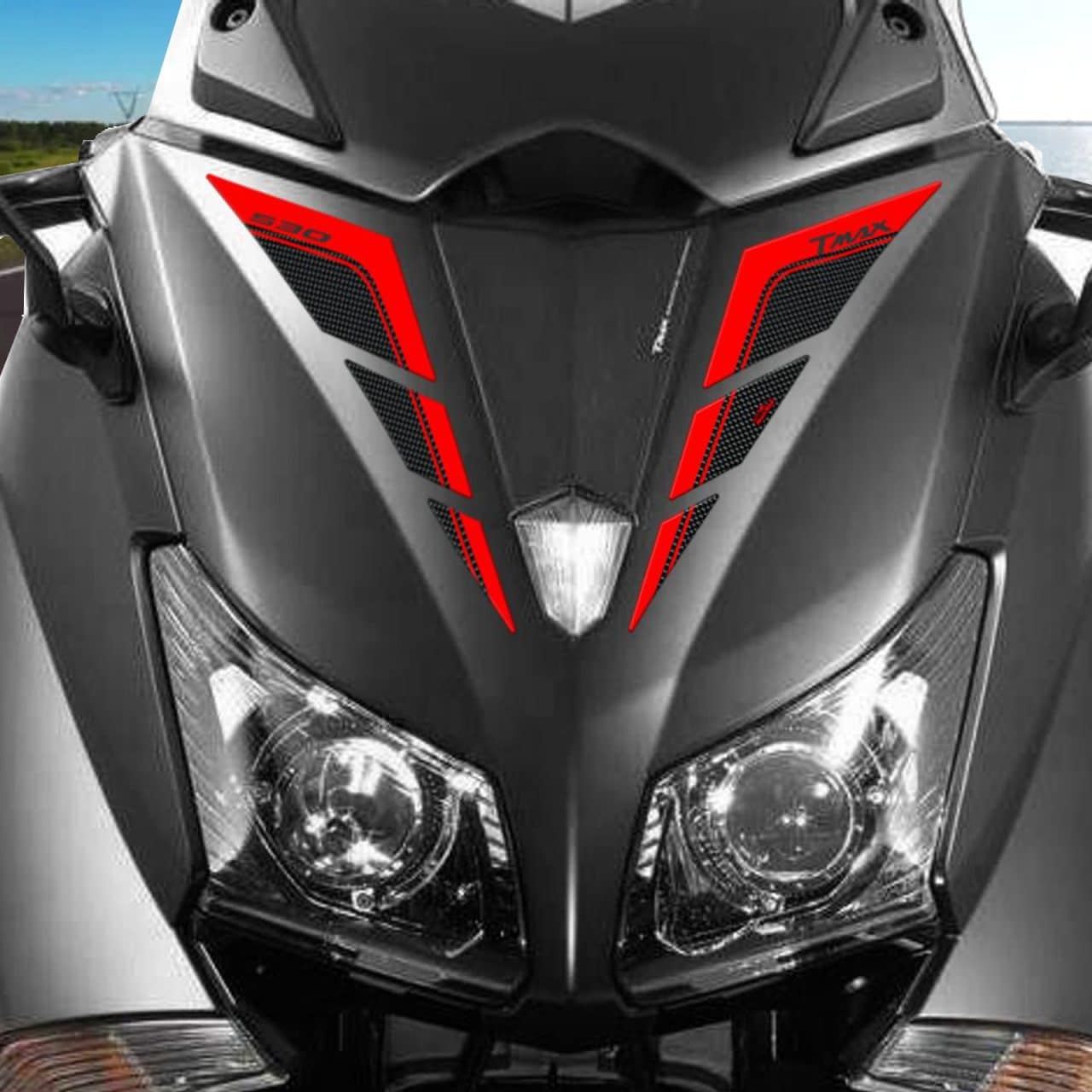 Adhesivos 3D compatibles con Yamaha TMAX 530 2012-2016 Protección Frontal Rojo