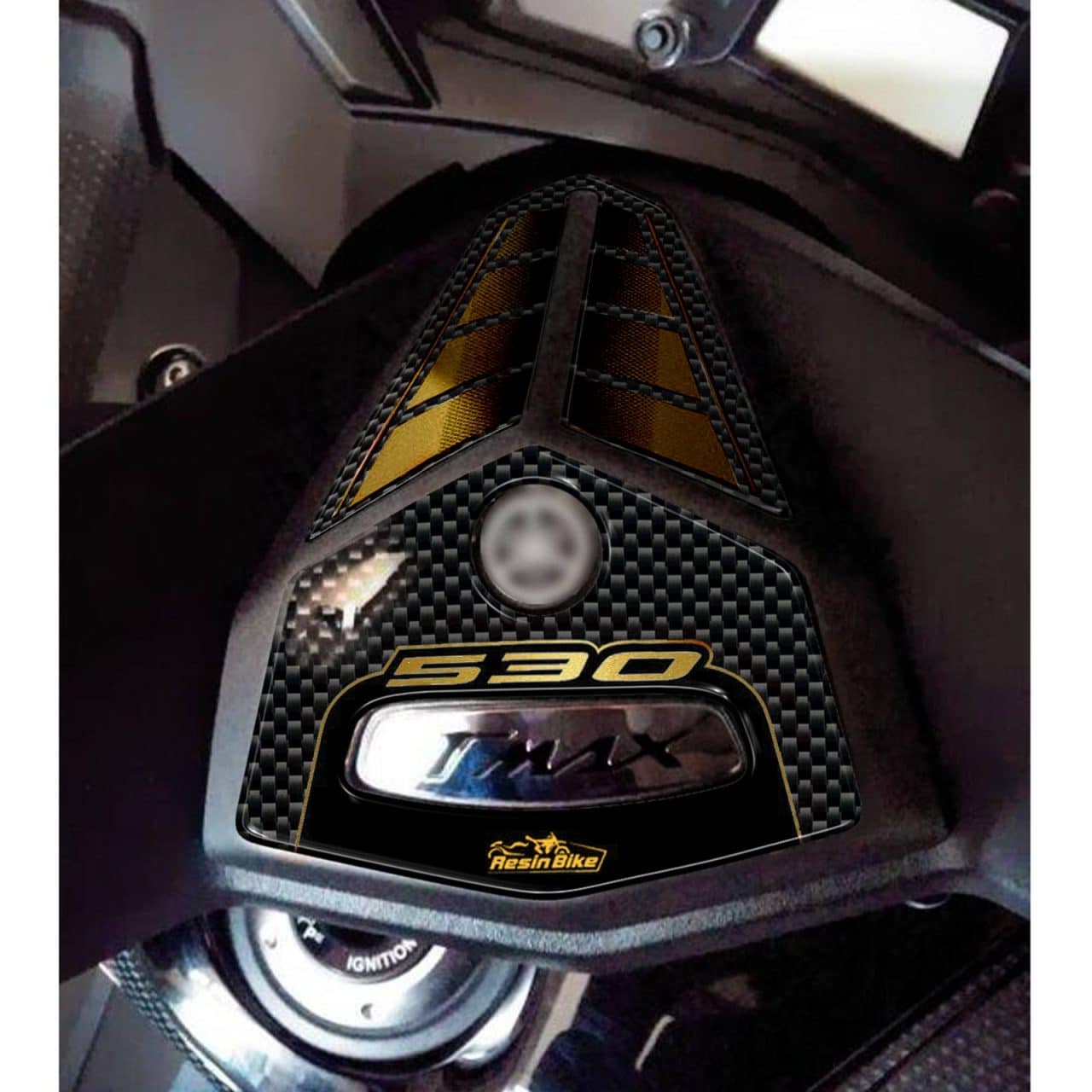 Adhesivos 3D compatibles con Yamaha TMAX 530 2012-2016 Placa Dirección Oro