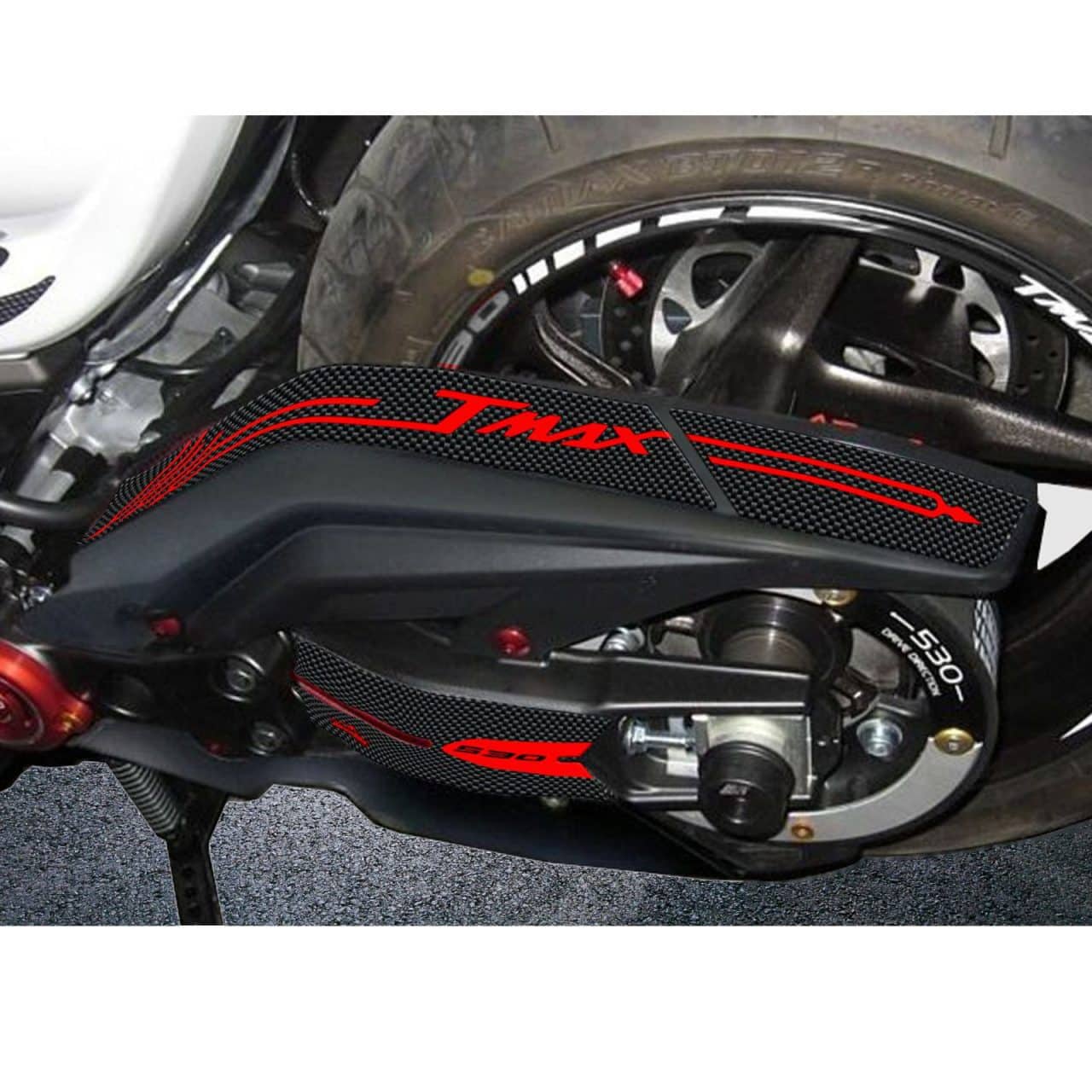 Motorcycle Stickers 3D compatible with T-MAX 500-530 2012-2016 Fork Carbon-Red