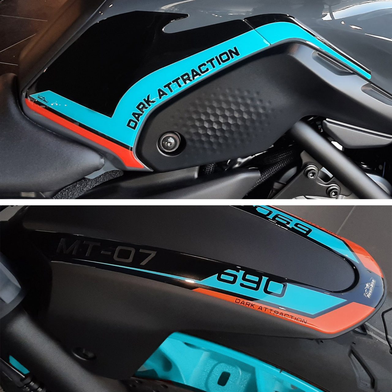 Kit Serbatoio Adesivi 3D compatibili con Yamaha MT-07 2021-2024 Cyan Storm Base