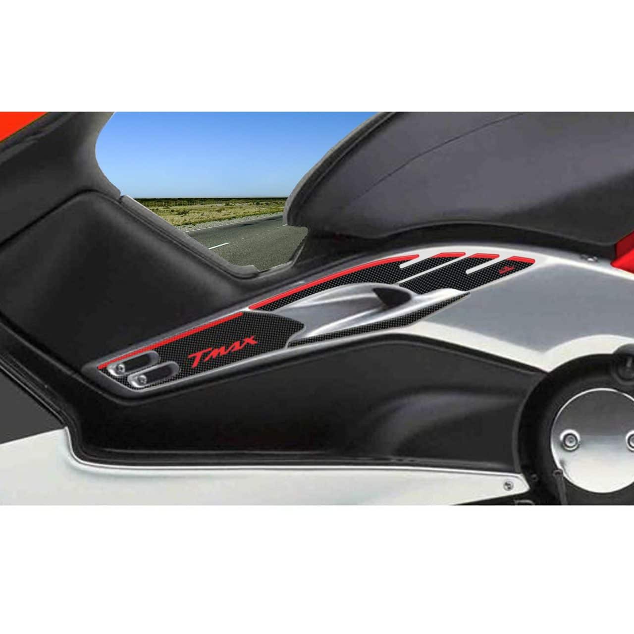 Adhesivos 3D compatibles con Yamaha TMAX 2001-2007 Plataforma Laterales Rojo