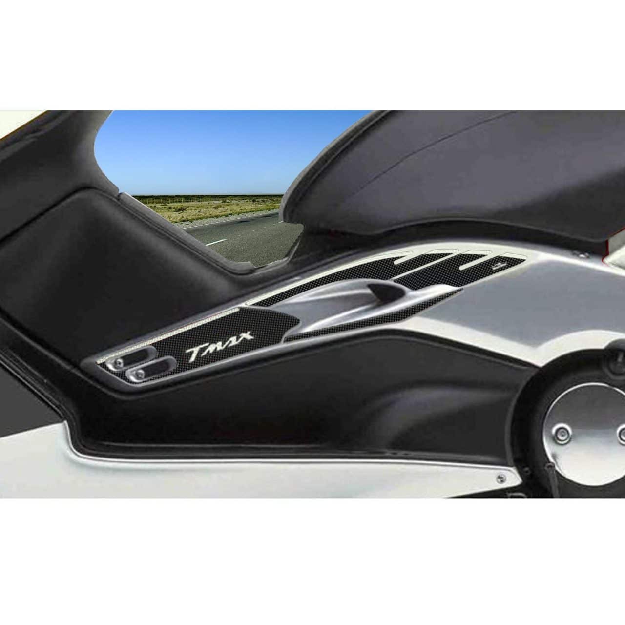 Adhesivos 3D compatibles con Yamaha TMAX 2001-2007 Plataforma Laterales Blanco