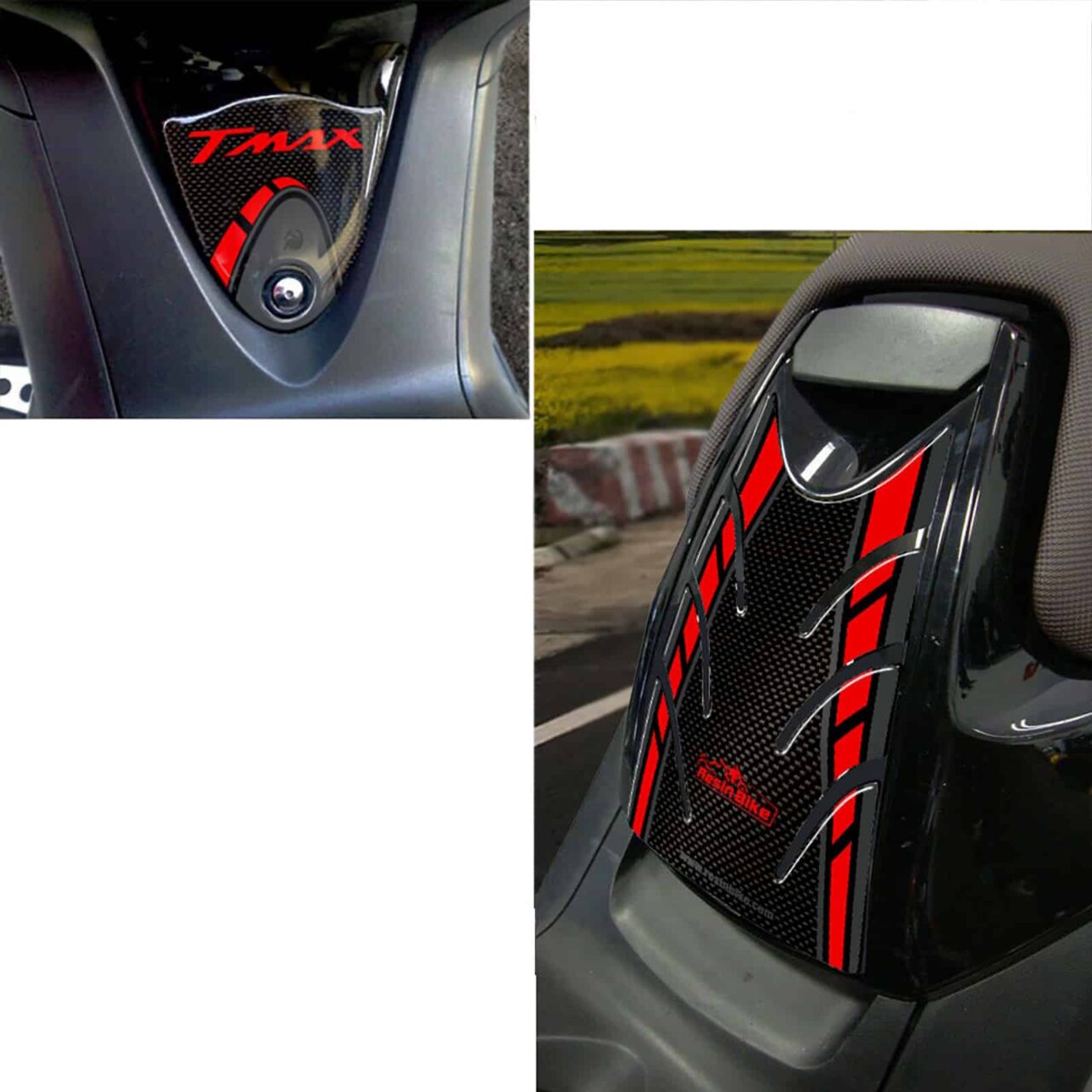 Kit Stickers 3D compatible with Yamaha TMAX 2008-2011 Tank Cover Carbon-Red