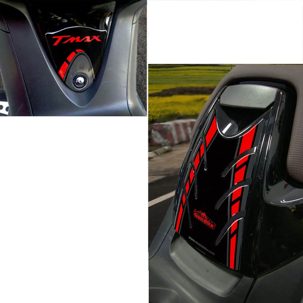 Kit Stickers 3D compatible with Yamaha TMAX 2008-2011 Tank Cover Black-Red