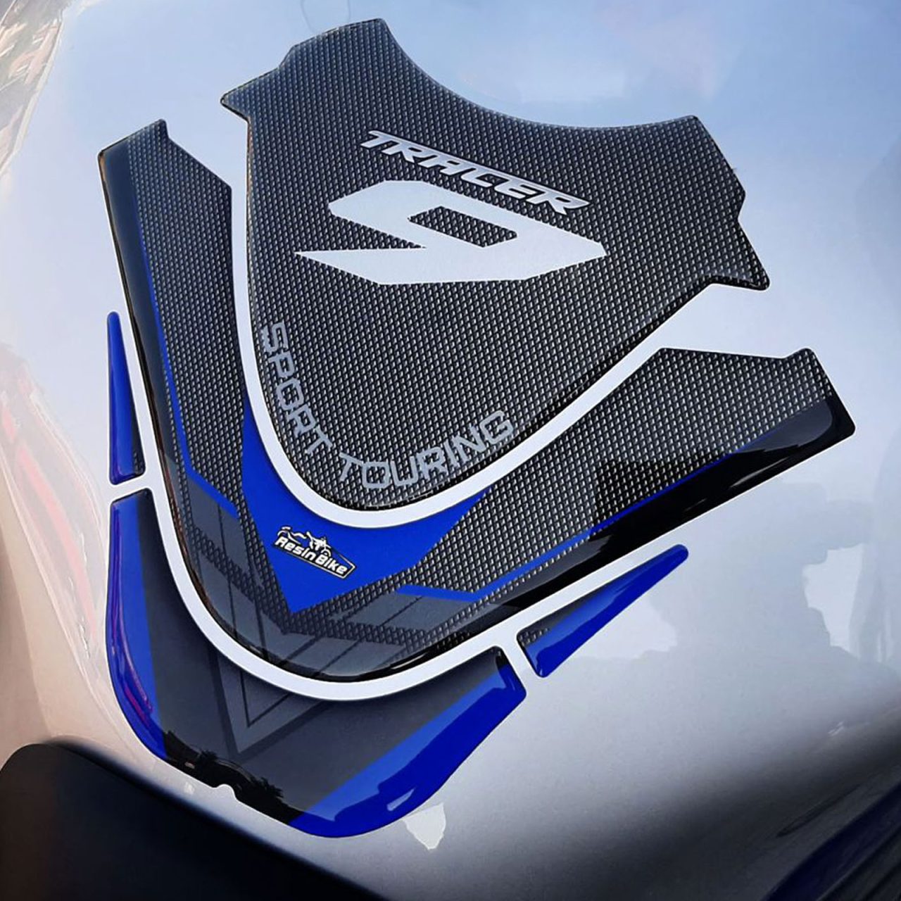 Autocollant Moto 3D compatibles avec Yamaha Tracer 9 2021 Réservoir Bleu