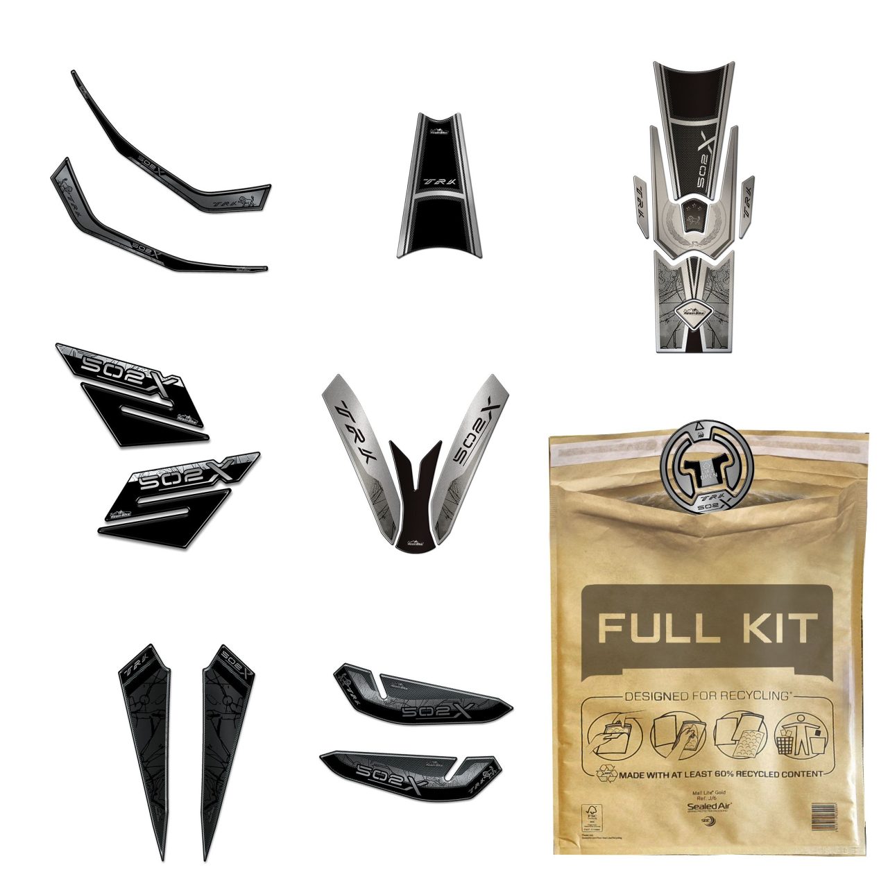 Kit Réservoir Full Autocollant Moto 3D compatibles avec Benelli TRK 502 X 2020-2022