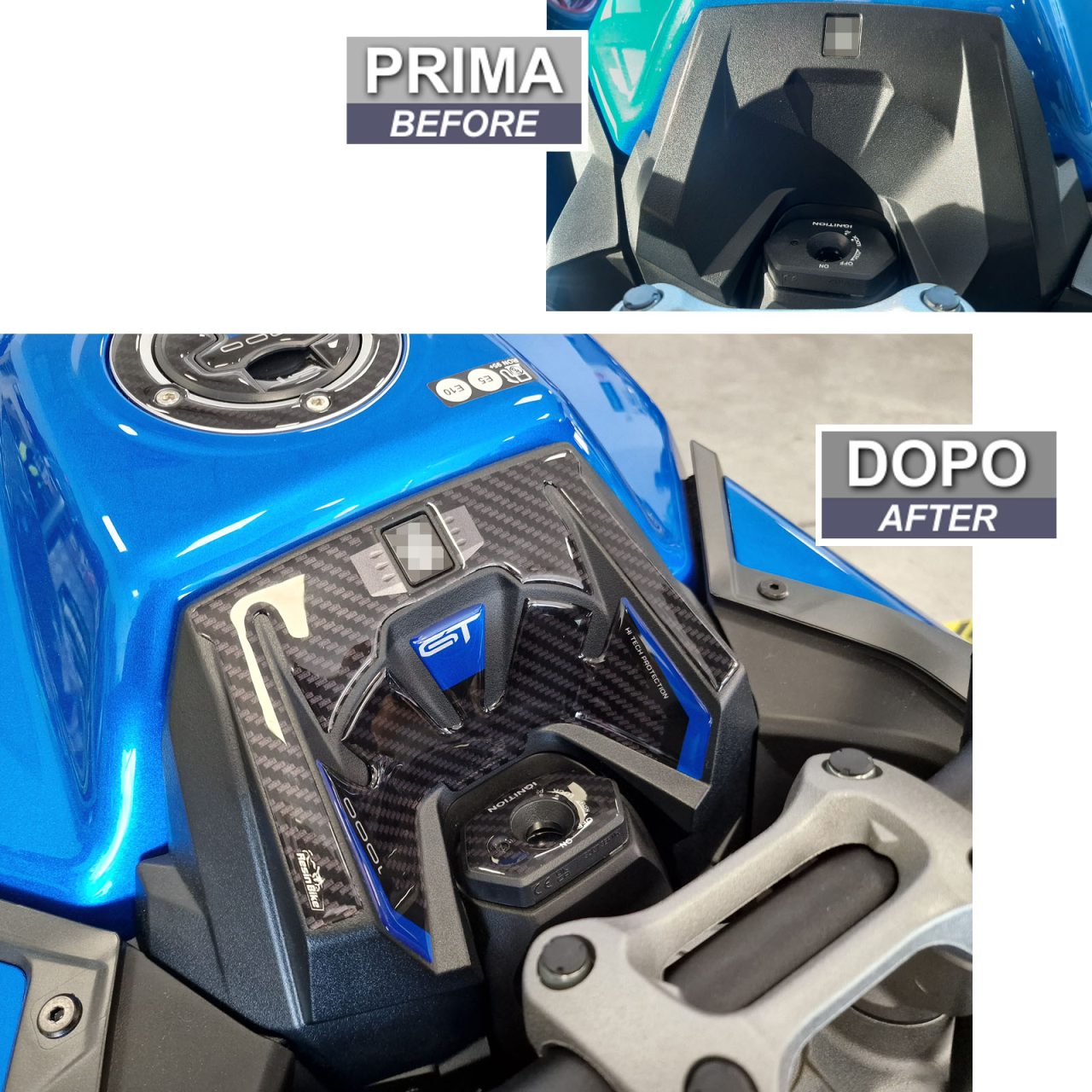 Autocollant 3D compatibles avec Suzuki Gsx-s 1000 GT 2022-2024 Zone de Clé Bleu – Image 3