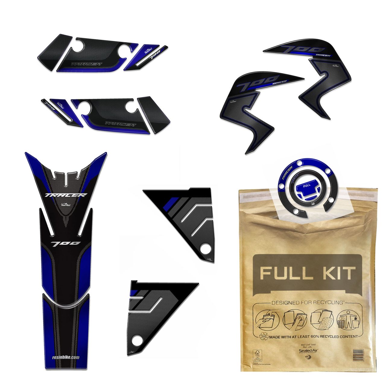 Kit Tanque Full Adhesivos 3D compatibles con Yamaha Tracer 700 2016-2020 Azul