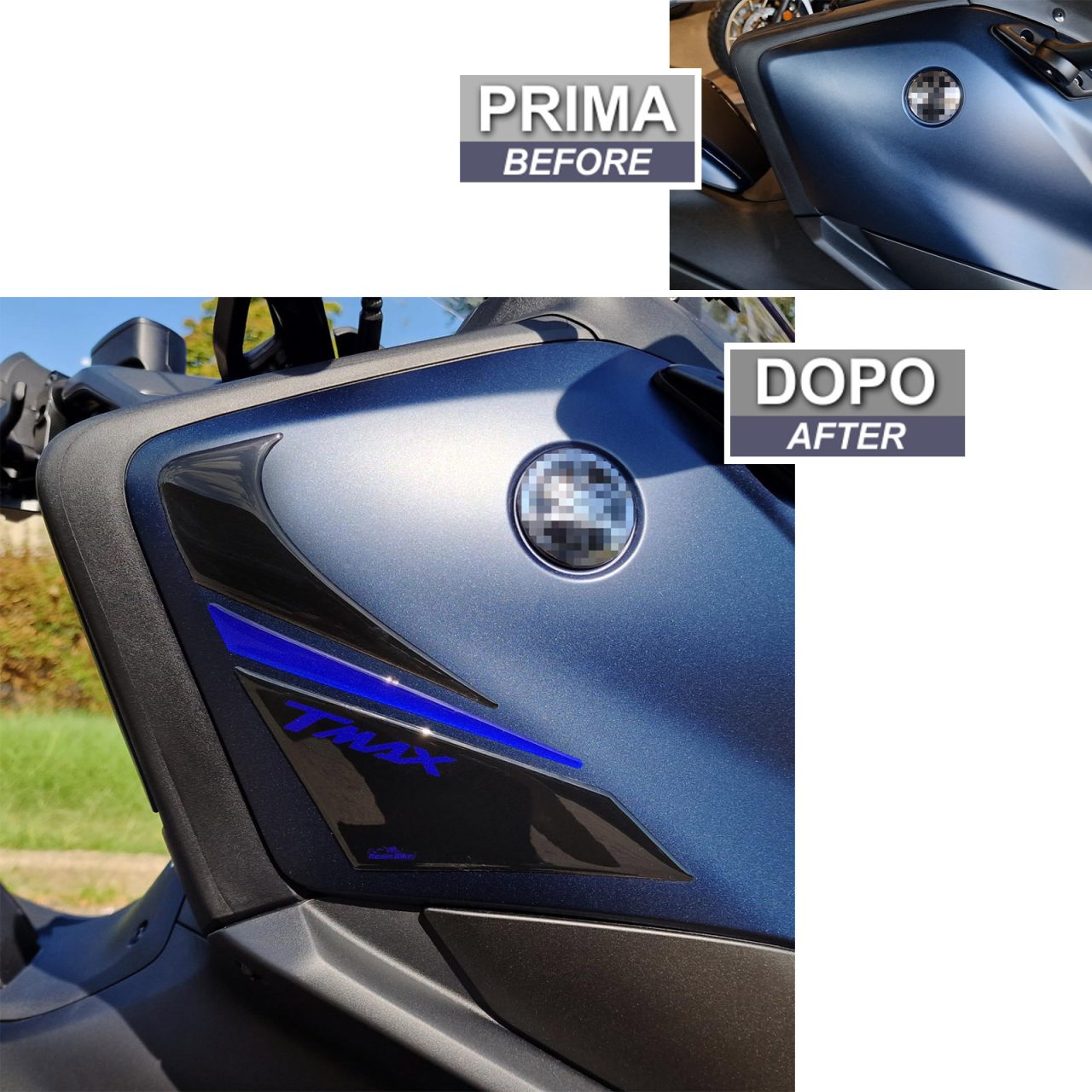 Adhesivos 3D compatibles con Yamaha T-MAX 560 2022 Protección de Esquinas Azul - Imagen 3