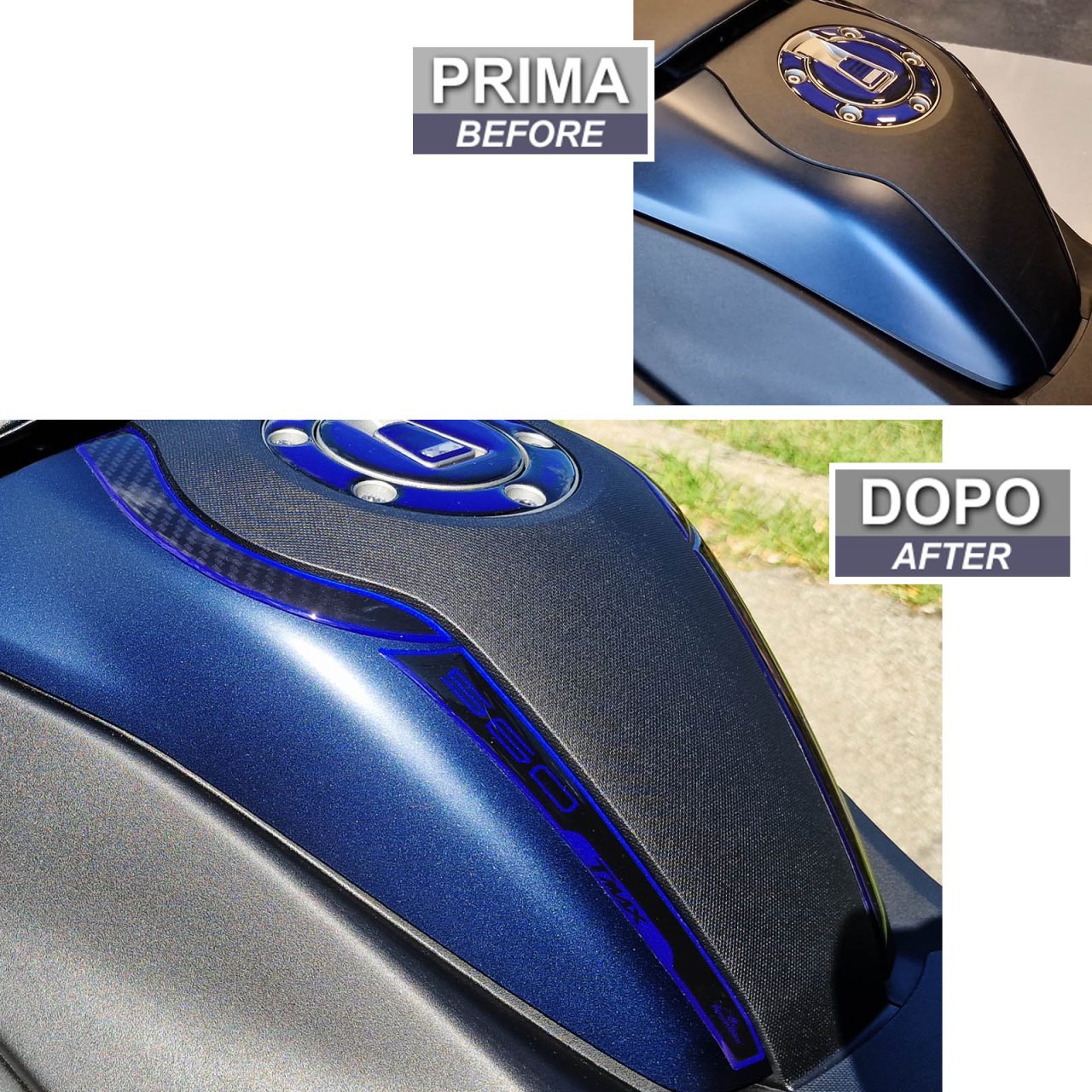 Adhesivos 3D compatibles con Yamaha T-MAX 560 2022 Protección Central Azul - Imagen 3