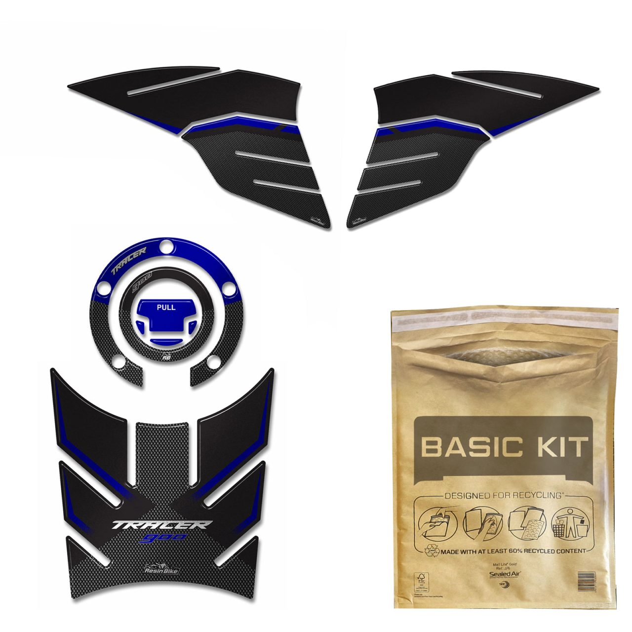 Kit Tank Basic Stickers 3D compatible with Yamaha Tracer 900 2018-2020 Blue