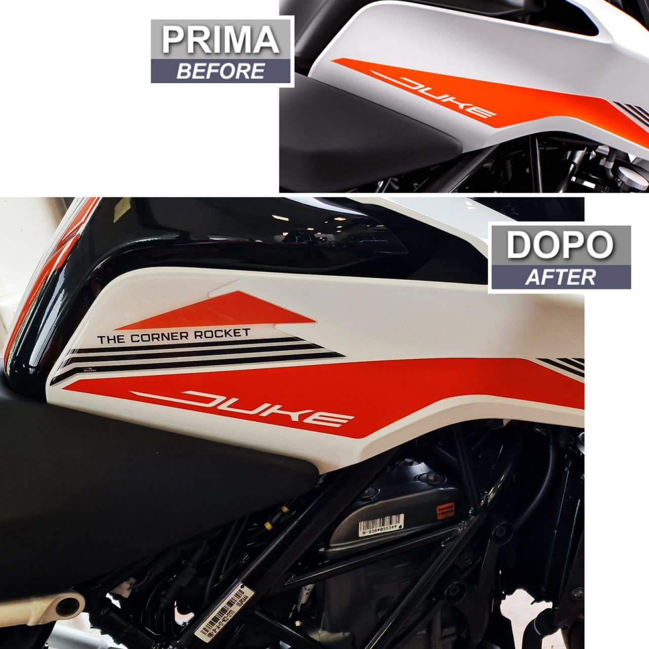 Motorcycle Stickers 3D compatible with KTM Duke 390 2021-2023 Tank Side White - Image 3