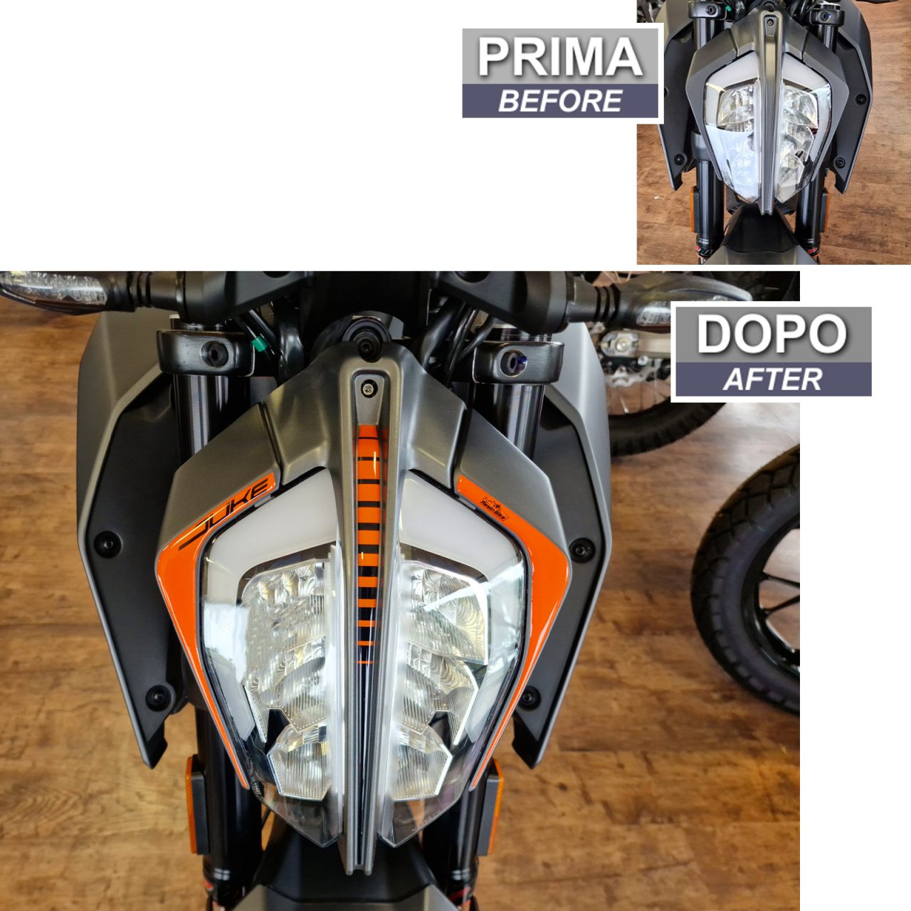 Adesivi 3D compatibili con KTM Duke 125 200 250 390 2021-2023 Protezione Fanale - immagine 3