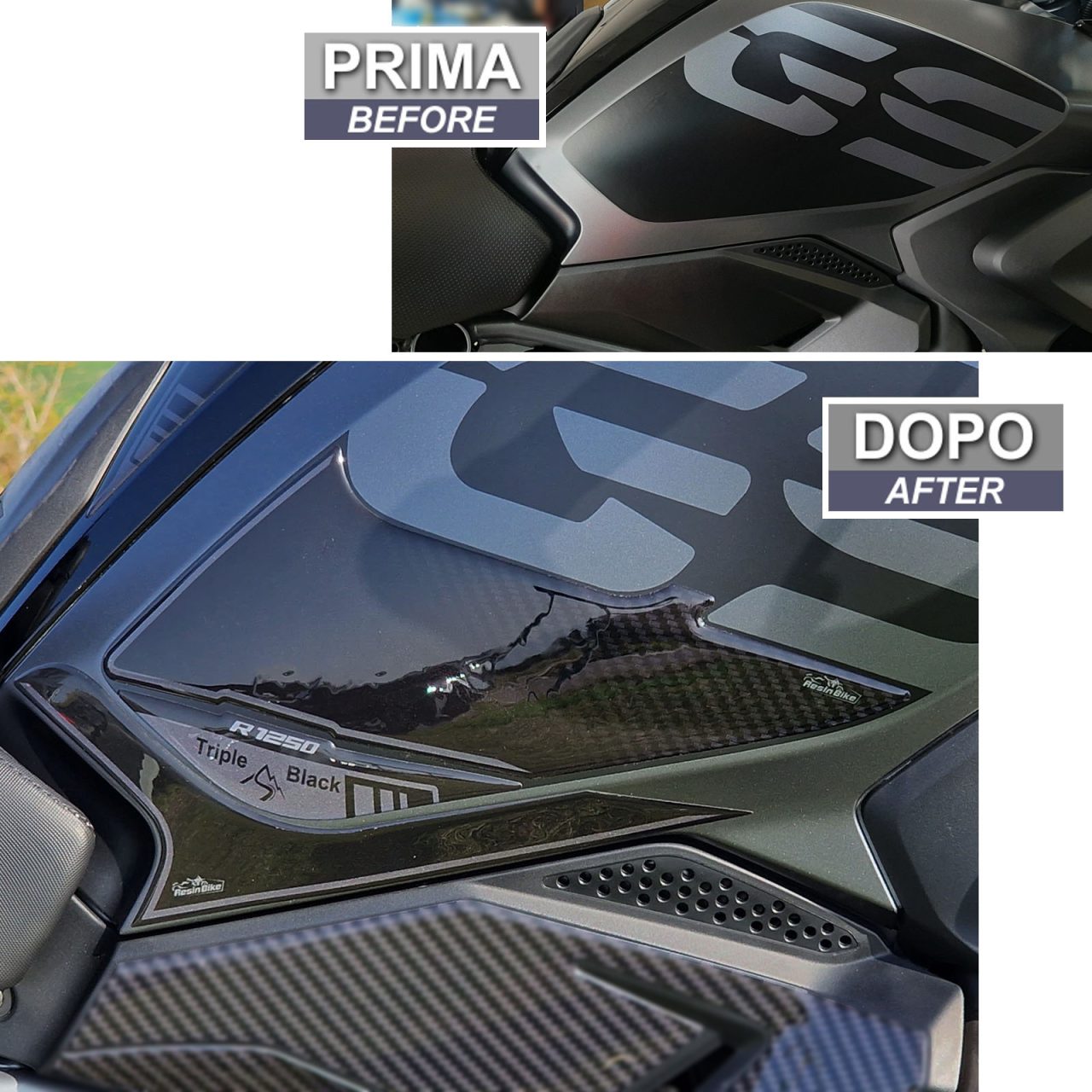 Kit Serbatoio Adesivi 3D compatibili con  BMW R 1250 GS Triple Black 2021-2023 - immagine 3