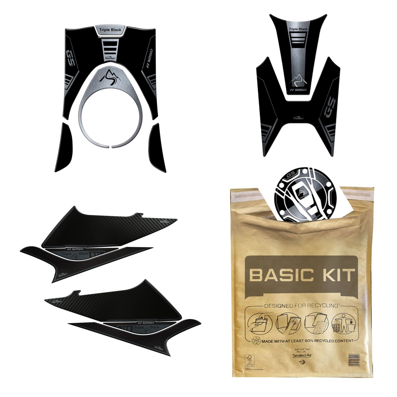 Kit Tank Basic Stickers 3D compatible with BMW R 1250 GS Triple Black 2021-23