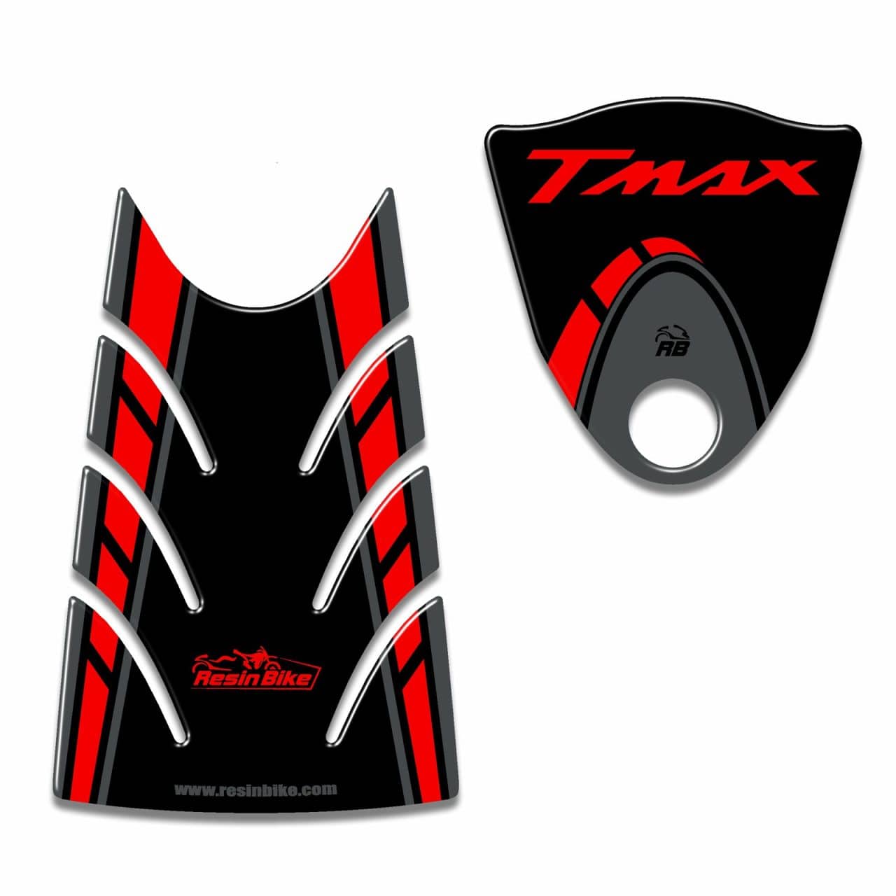 Kit Stickers 3D compatible with Yamaha TMAX 2008-2011 Tank Cover Black-Red - Image 2