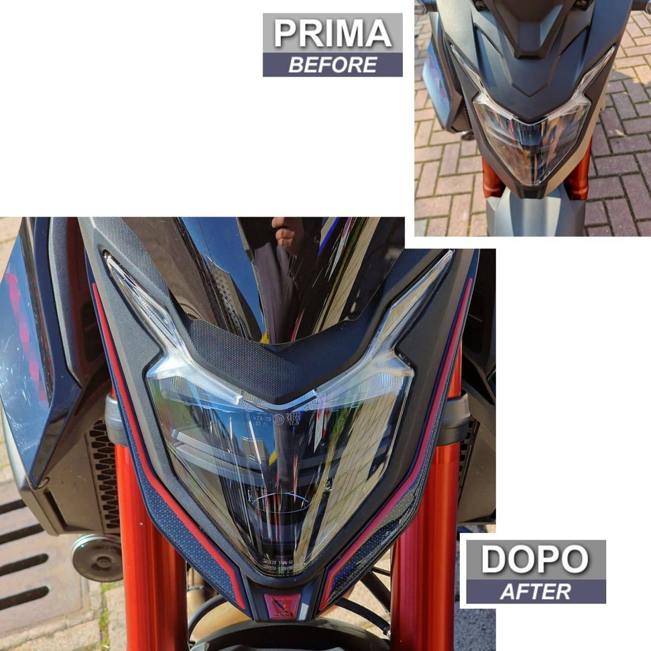 Motorcycle Stickers 3D compatible with Honda Hornet 750 2023 Headlamp Red - Image 3