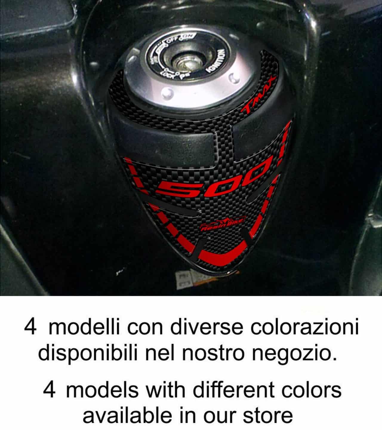 Adesivi 3D compatibili con Yamaha TMAX 2008-2011 Zona Chiave Nero-Rosso - immagine 2