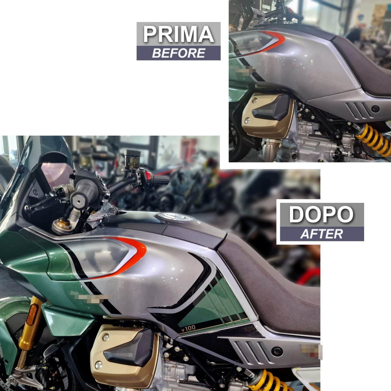 Stickers 3D compatible with Moto Guzzi V100 Mandello 2023 Tank Side Green - Image 3