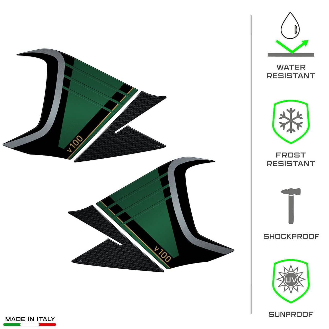 Stickers 3D compatible with Moto Guzzi V100 Mandello 2023 Tank Side Green - Image 7