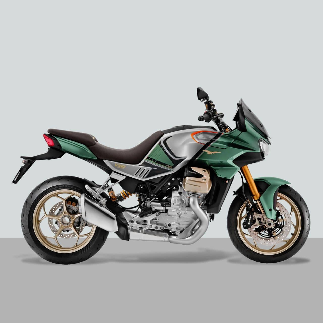 Kit Tank Basic Stickers 3D compatible with Moto Guzzi V100 Mandello 2023 Green - Image 2