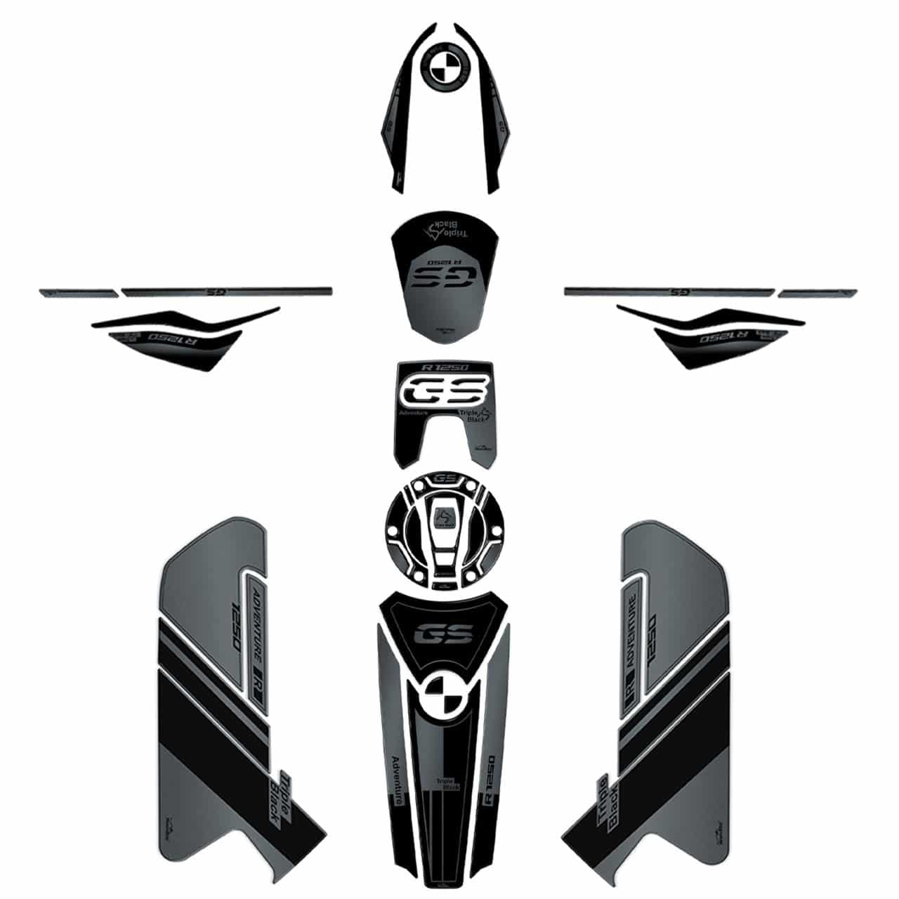 Kit Tank Full Stickers 3D compatible with BMW GS 1250 Adventure Triple Black 2023