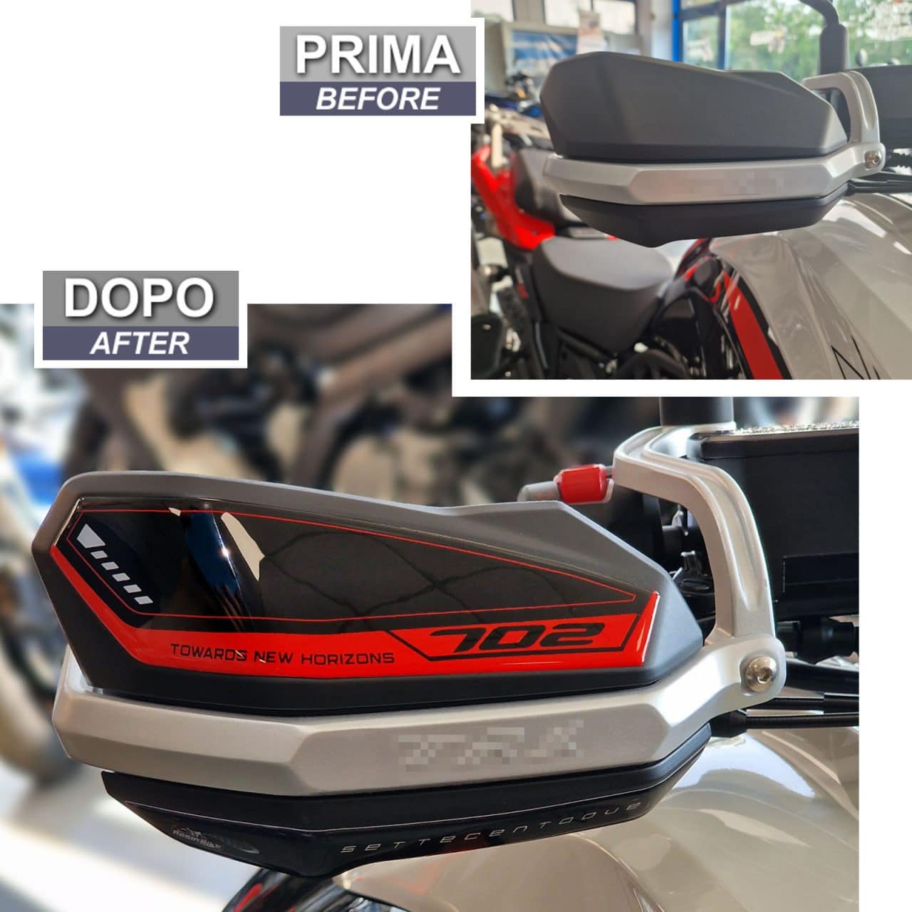 Adesivi 3D compatibili con Benelli TRK 702X 2023 Protezioni Paramani Rossi - immagine 3