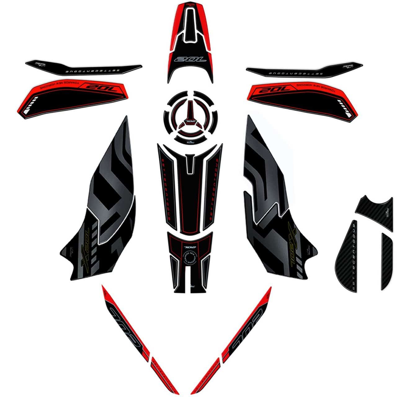 Kit Tank Full Motorcycle Stickers 3D compatible with Benelli TRK 702X 2023 Red