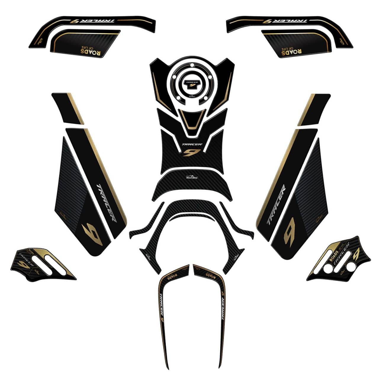 Kit Tank Full Stickers 3D compatible with Yamaha Tracer 9-9 GT 2021-2024 Gold