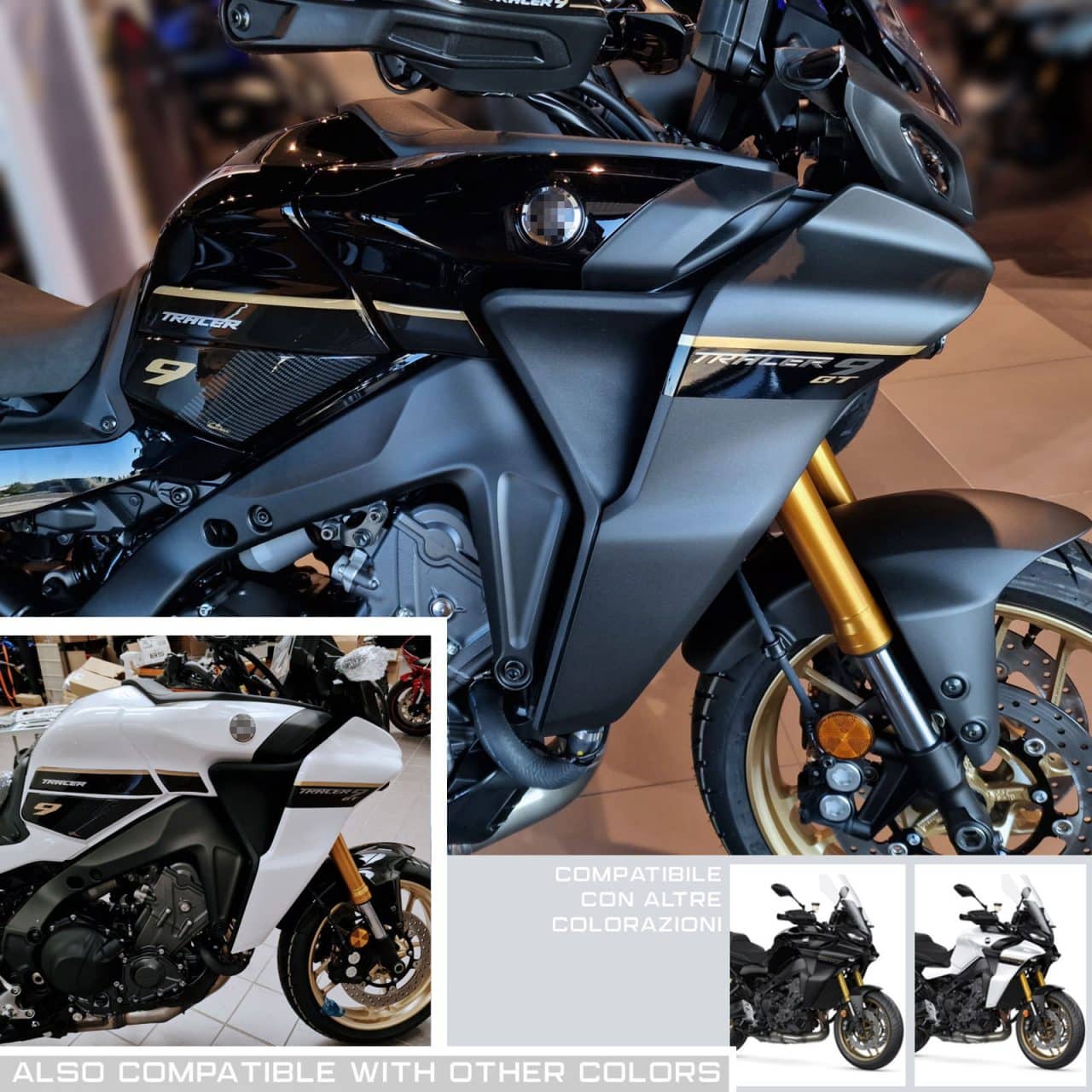 Kit Tank Full Stickers 3D compatible with Yamaha Tracer 9-9 GT 2021-2024 Gold - Image 10