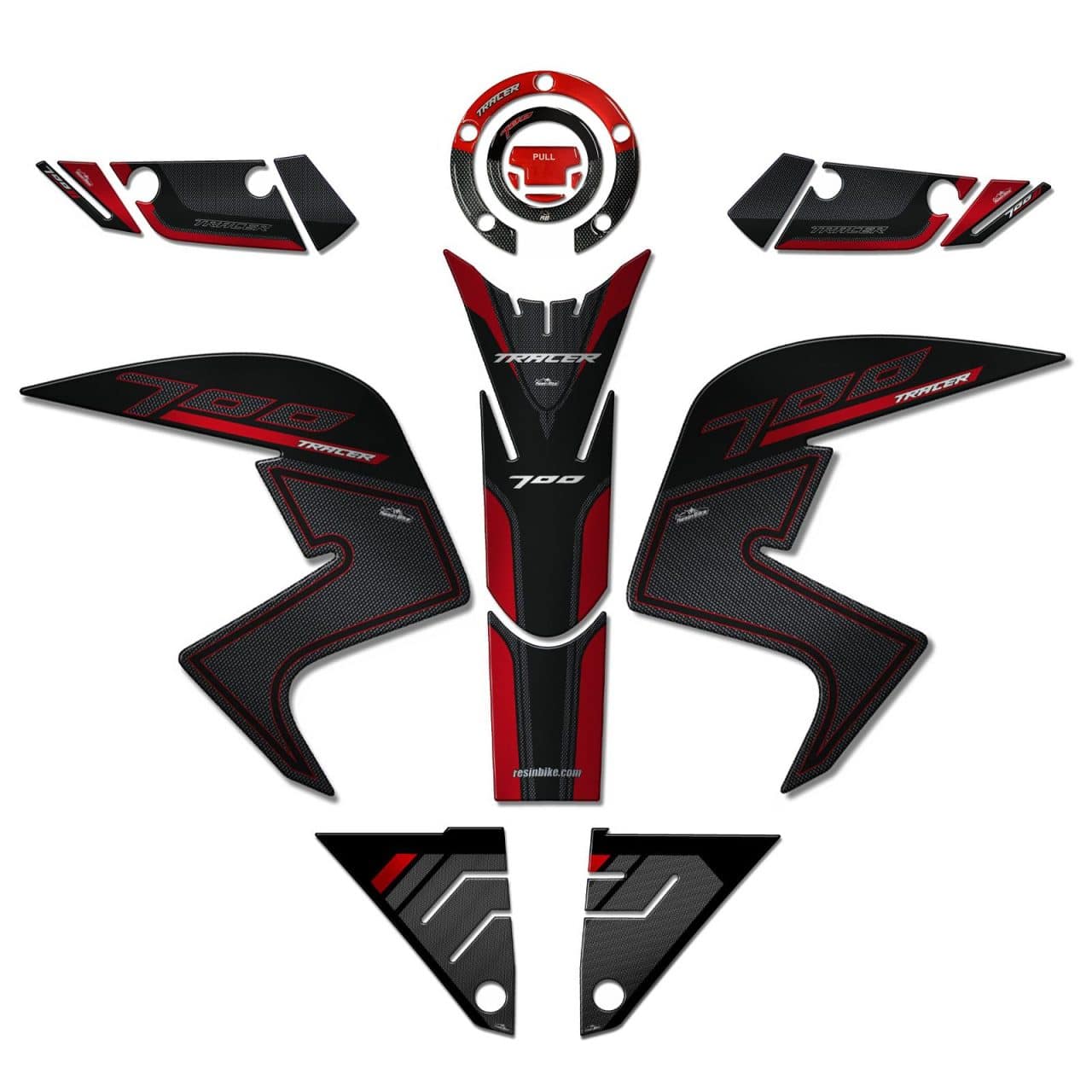 Kit Tank Full Motorcycle Stickers 3D compatible with Yamaha Tracer 700 2016-2020 Red