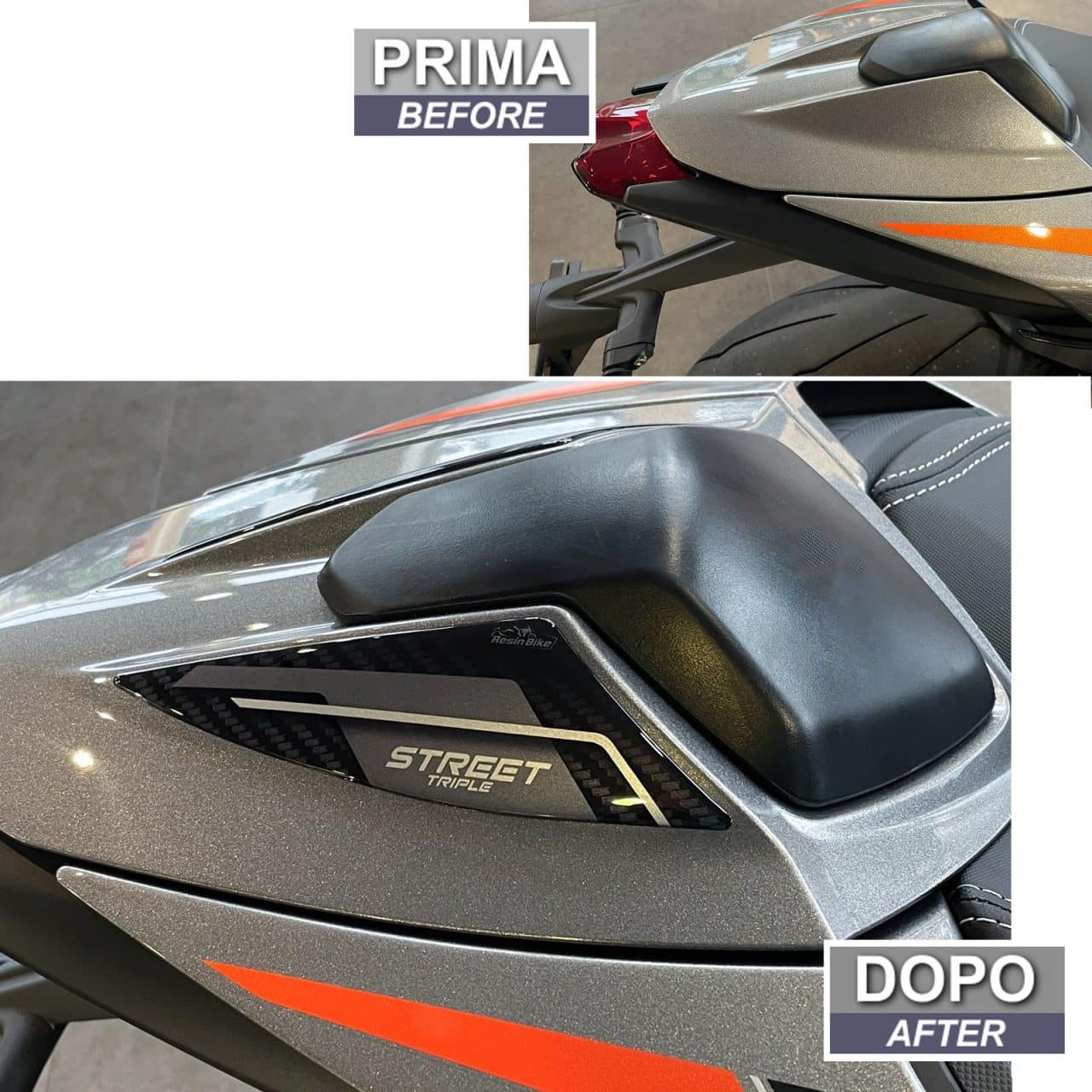 Adesivi 3D compatibili con Triumph Street Triple 765 RS 2023 Protezione Codino - immagine 3