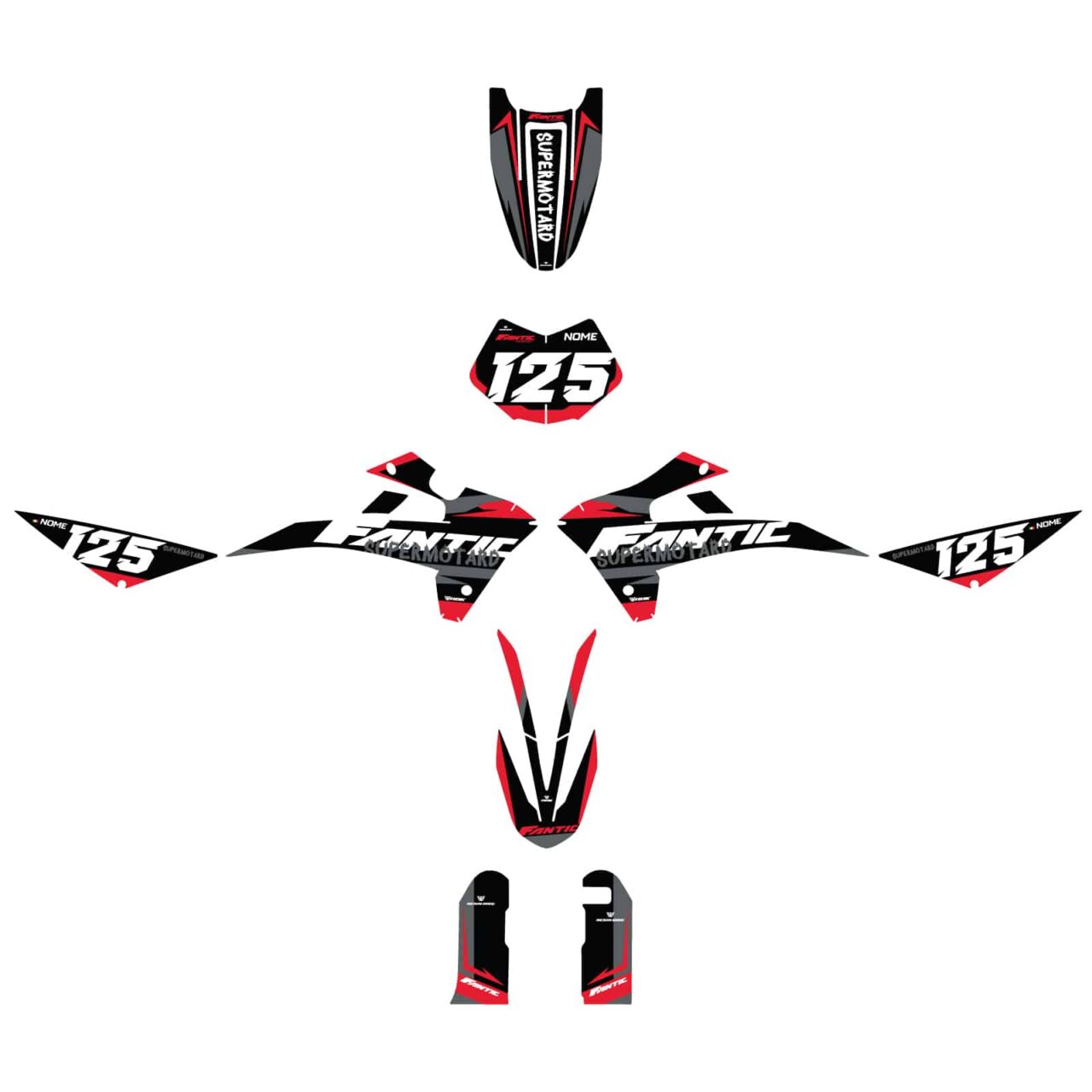 Sticker Kit FANTIC Motor Motard-Enduro 125 2017-2020 Graphics Motorcycle - White Kit - Image 2