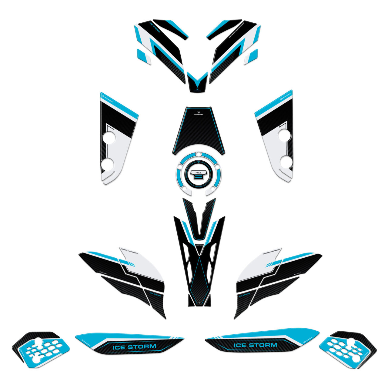 Kit Tank Full Motorcycle Stickers 3D compatible with Yamaha MT 07 2025 Ice Storm