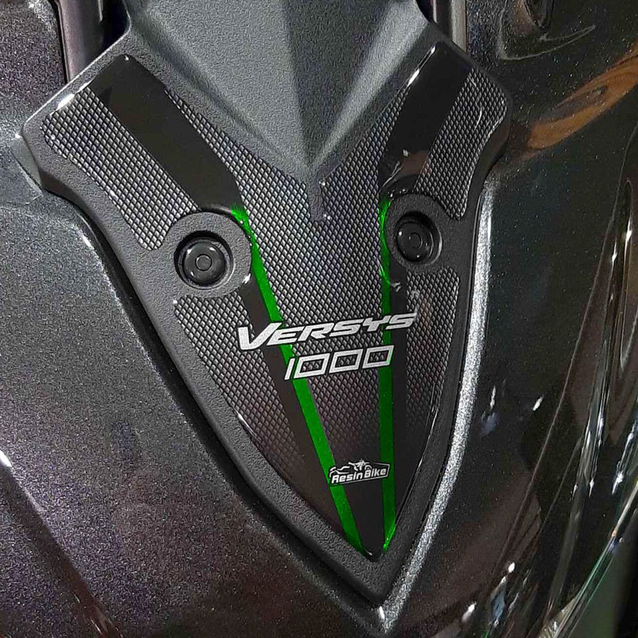 Adhesivos 3D compatibles con Kawasaki Versys 1000 2017-2025 Frontal Verde